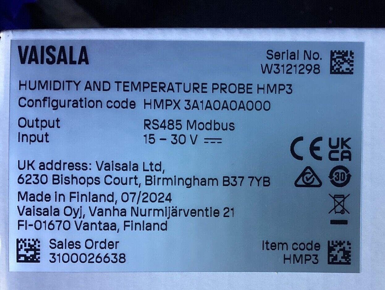 Vaisala HMP3 HMPX 3A1A1A0A000 Humidity and Temperature Probe NEW IN BOX