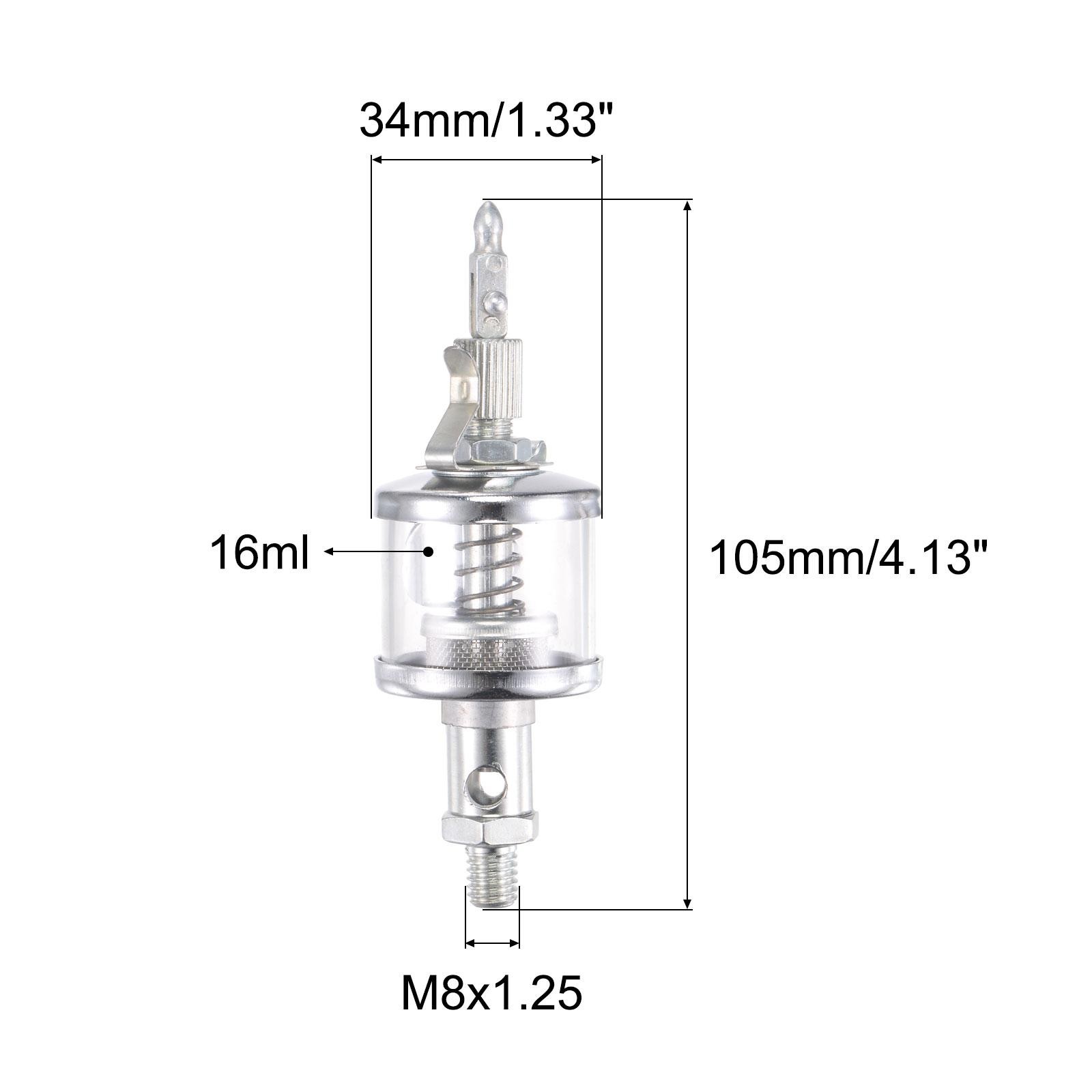 Needle Valve Type Oil Cup M8x1.25 Thread 16ml Sight Gravity Drip Feed Oiler