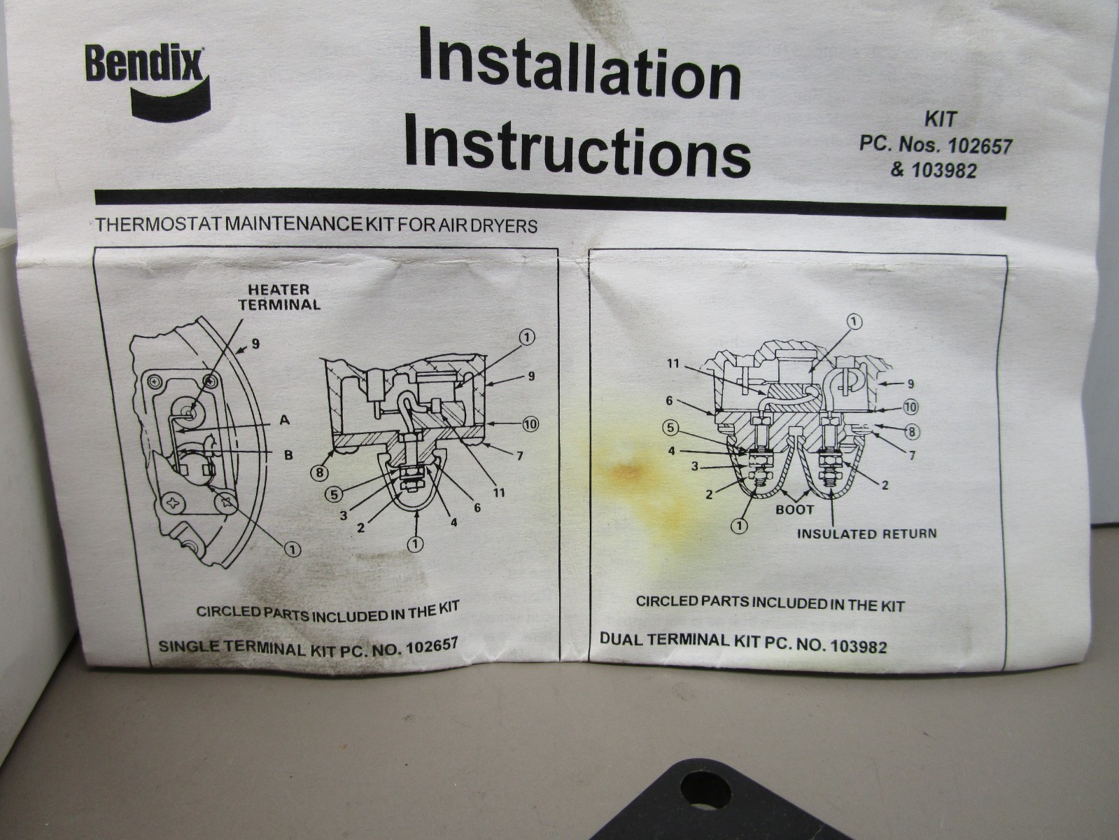 Bendix 102657 Thermostat Kit Single for Air Drier