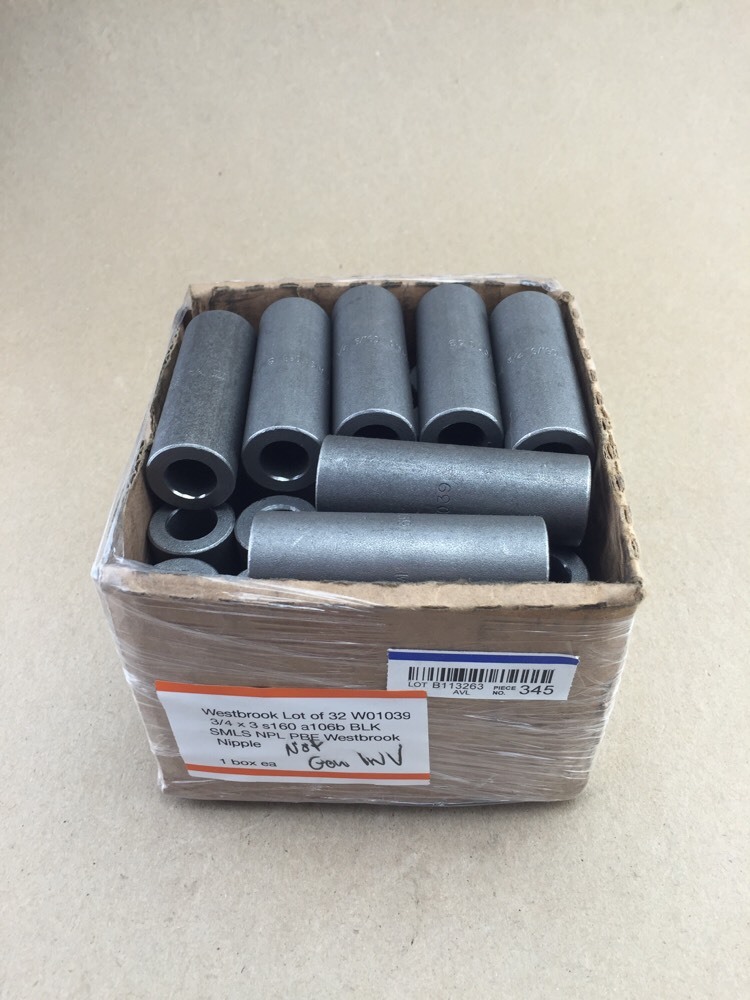 Westbrook Lot of 32 W01039 3/4 x 3 s160 a106b BLK SMLS NPL PBE Westbrook Nipple