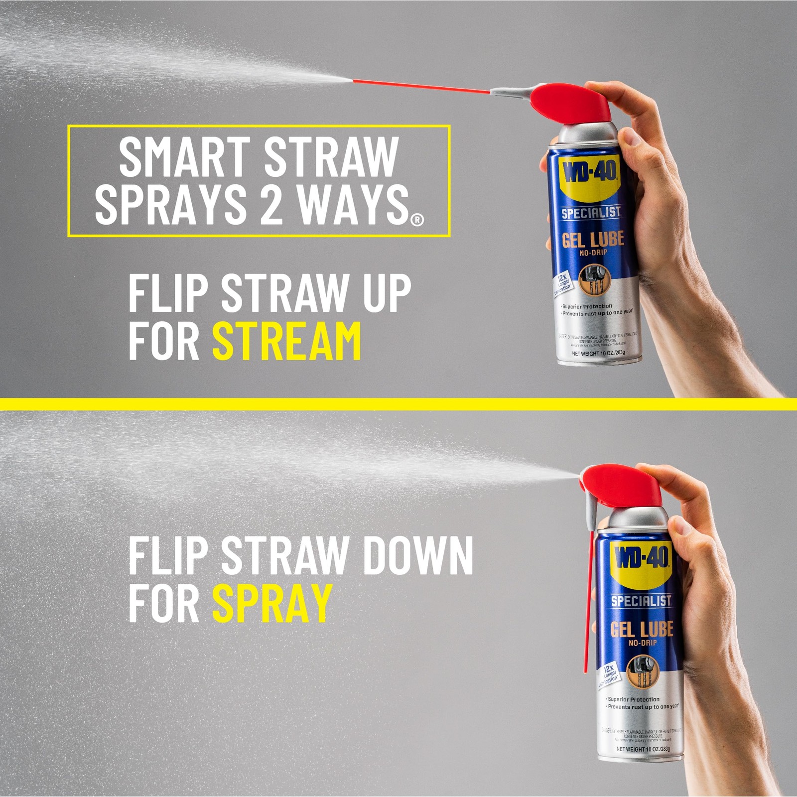 Gel Lube with Smart Straw Sprays 2 Ways, Twin Pack, 10oz cans, No drip Lubric…