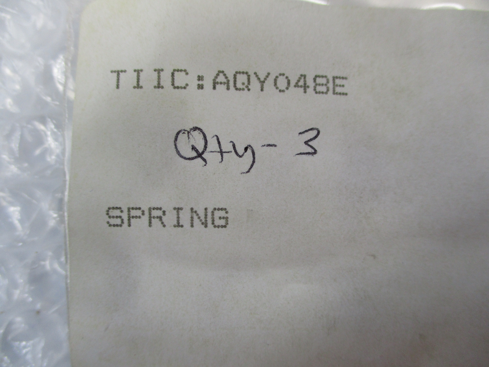 INDUSTRIAL SPARE AQY048E SPRING QTY OF 3 NSNP