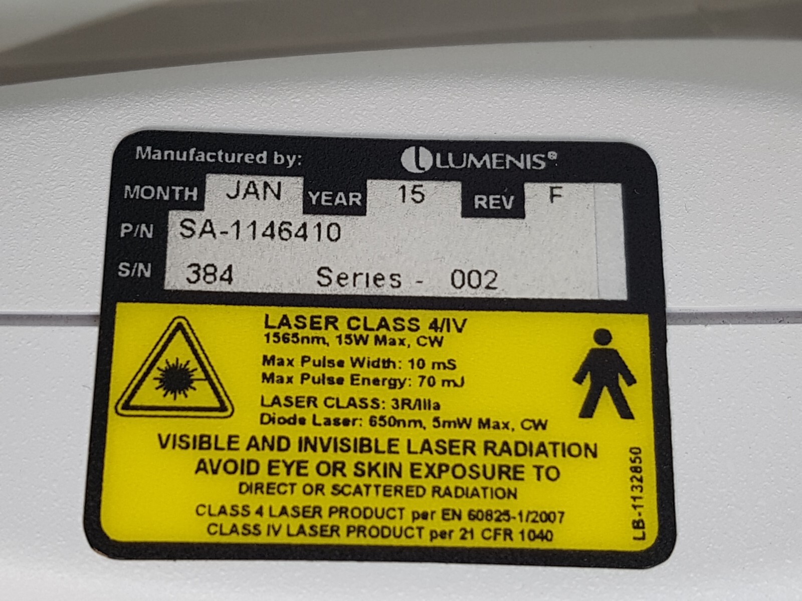 Lumenis ResurFX Handpiece SA-1146410 Series 002, REV. F
