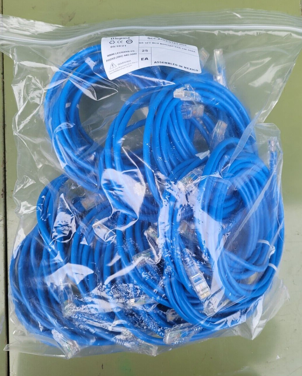 New Set of 25 Legrand Ortronics Patch Cables QCC-A504-0161-005 C6A Booted 568A