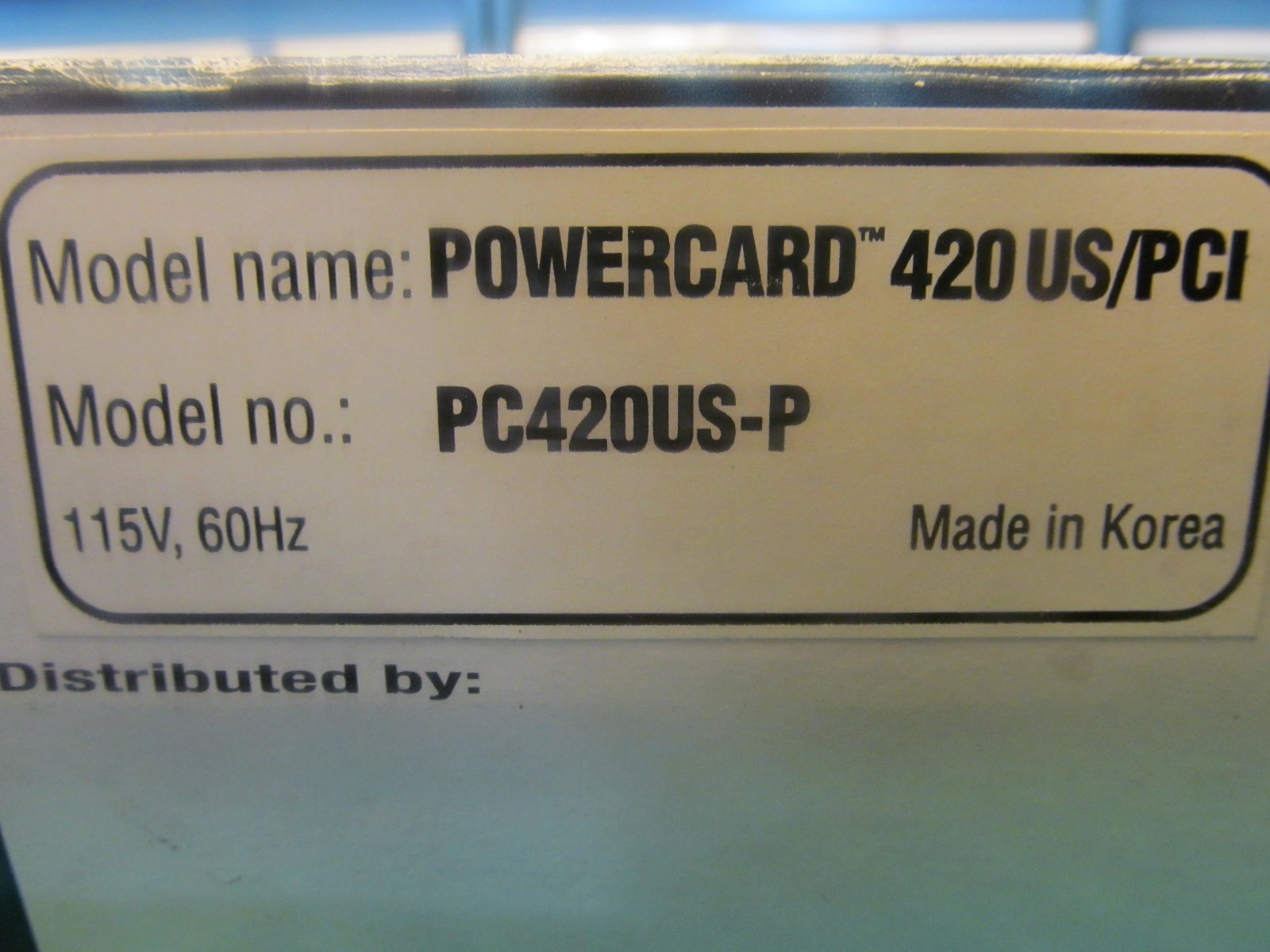 Powercard 420/US/PCI Model Number # PC420US-P 420PCI Internal UPS Card