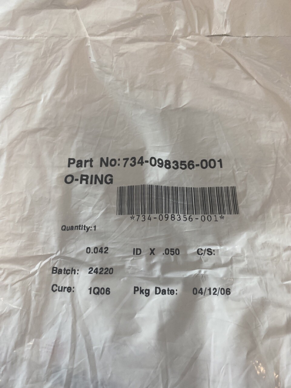 Kalrez O-Ring K# 002 Compound 4079 PN: AS-568A 734-098356-001