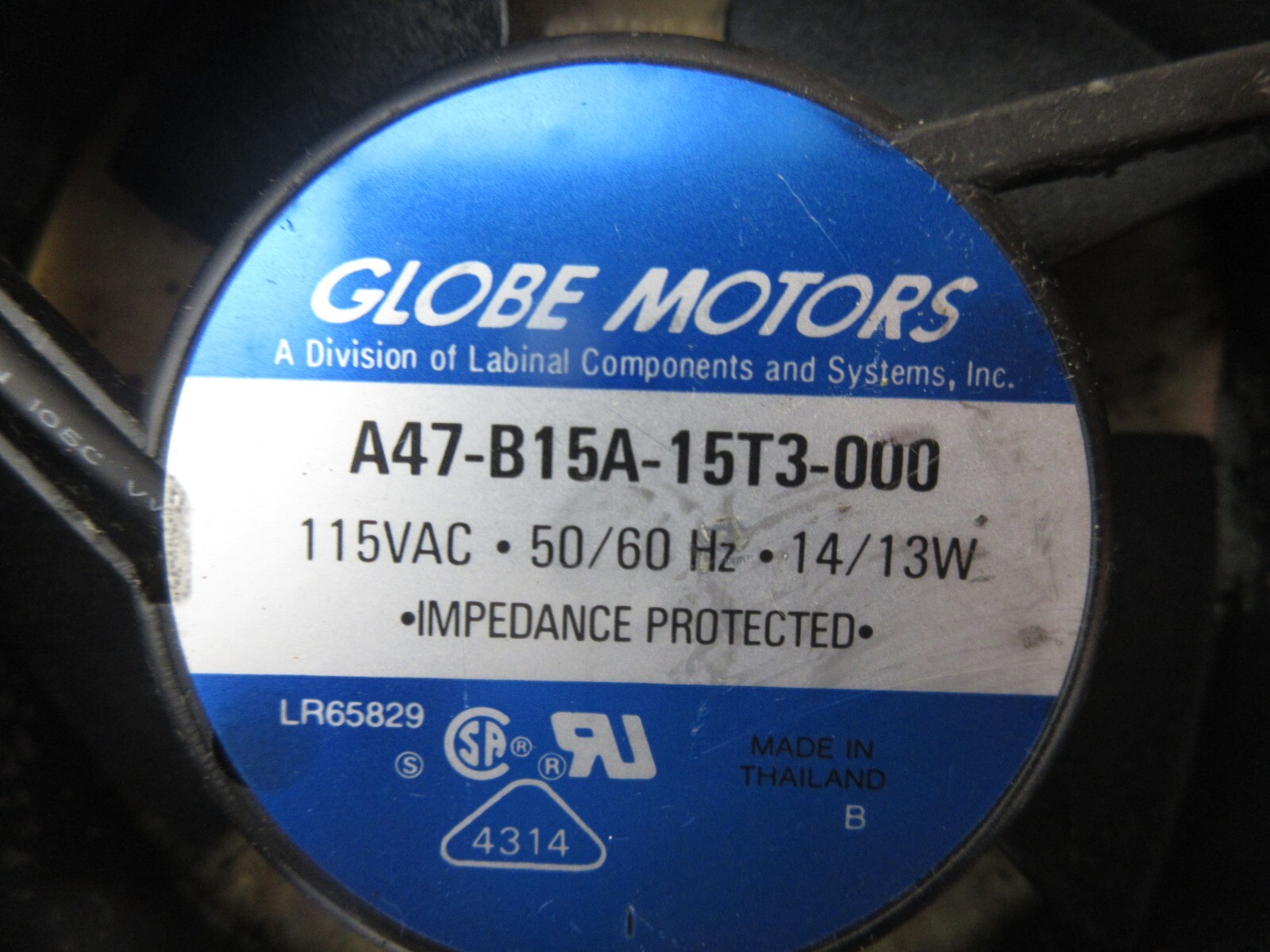 GLOBE MOTORS FAN A47-B15A-15T3-000 115VAC 50/60HZ 14/13W