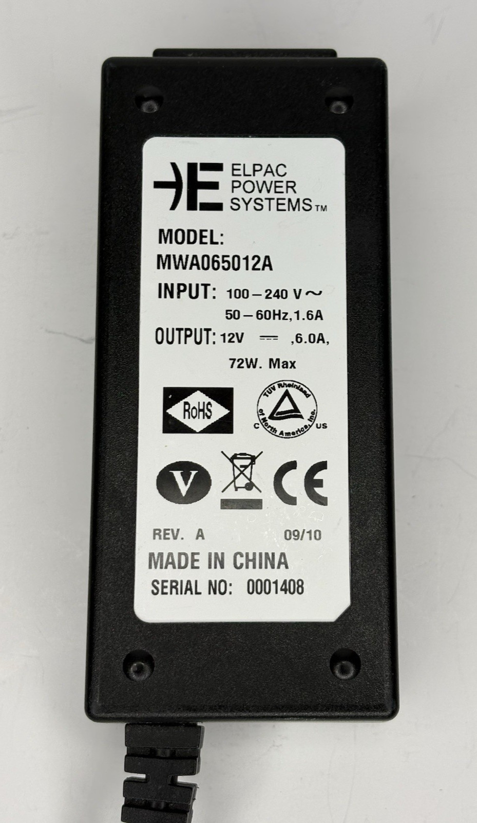 Elpac MWA065012A Adapter 12V 6A 72W Power Supply Charger For Meridian