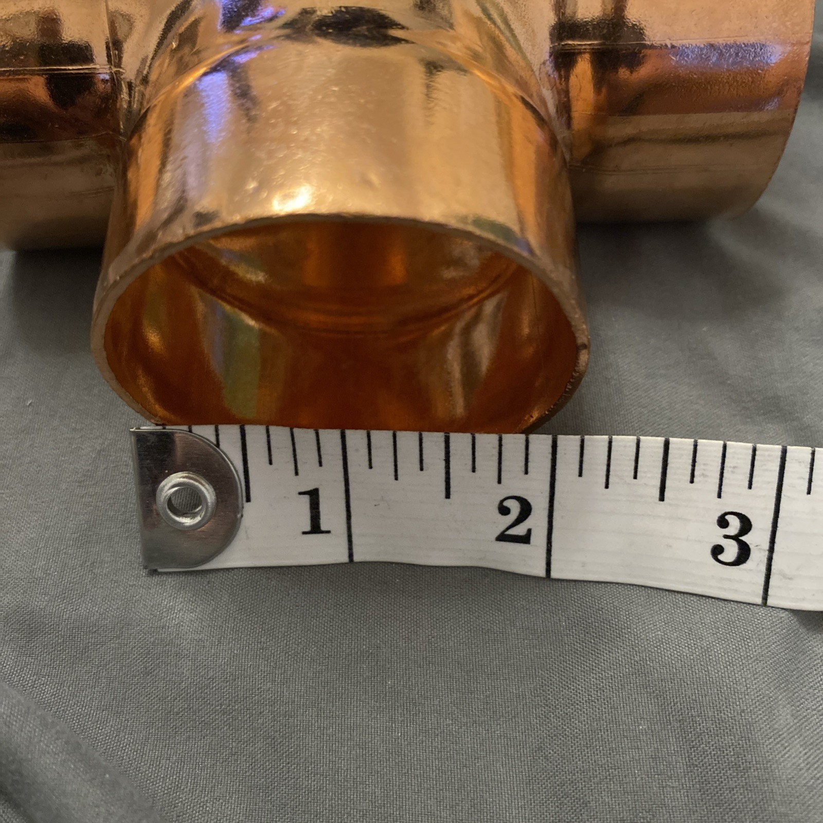 Unbranded 4.5” x 2” Sweat Copper Reducing Tee NOS Plumbing