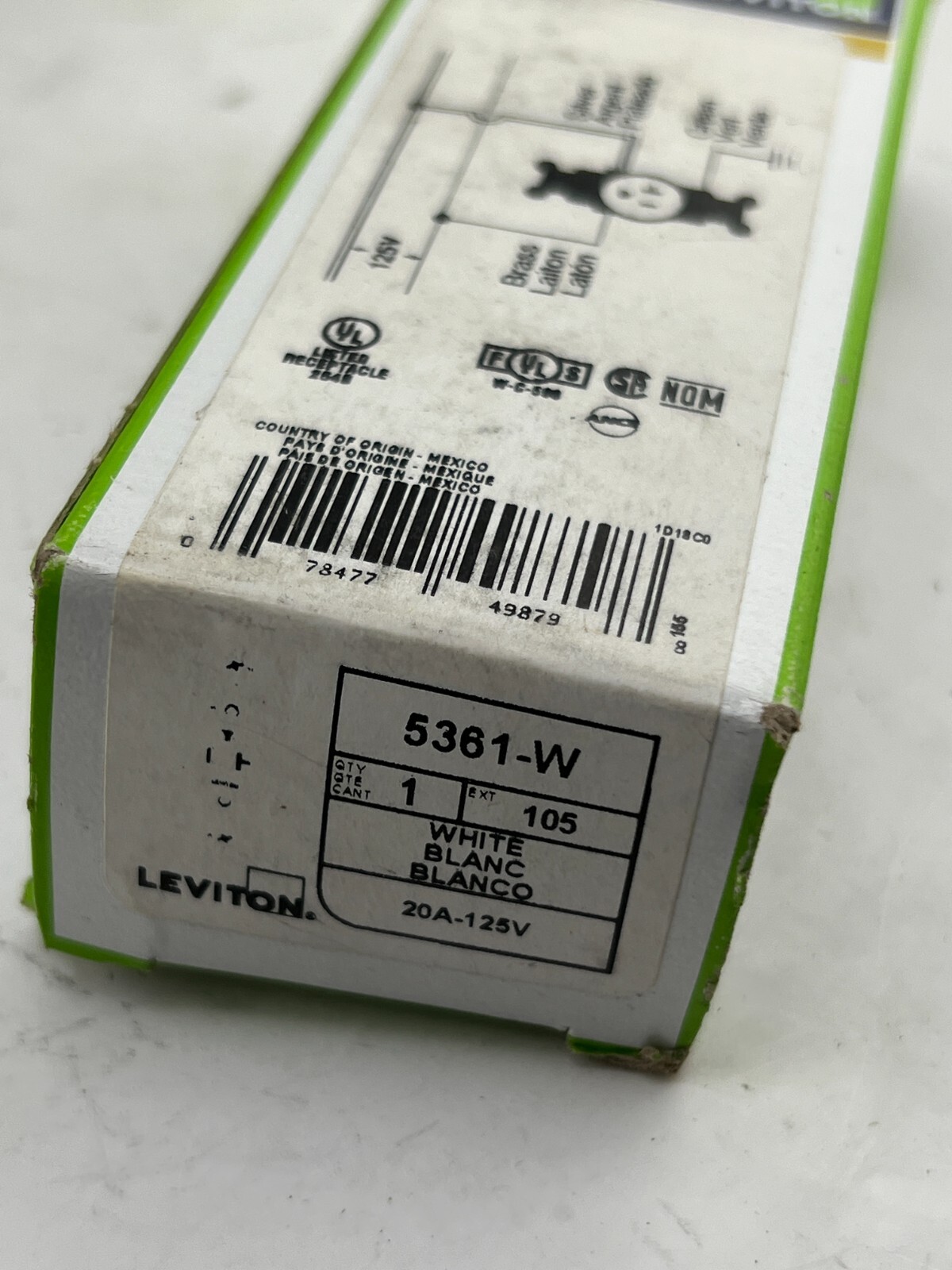 Leviton Genuine OEM 5361-W Receptacle outlet, Single White 20A/125V (White)