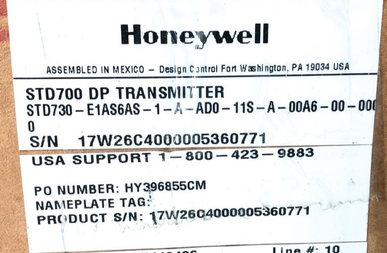New Honeywell STD730-E1AS6AS-1-A-AD0-11S-A-00A6-00-0000 Pressure Transmitter