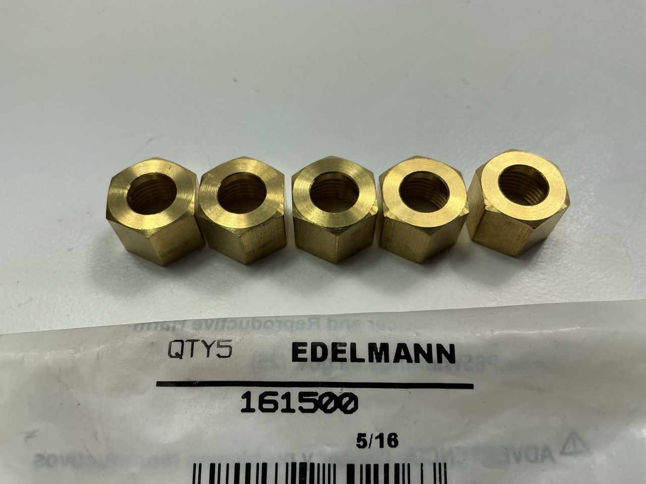(5) Edelmann 161500 Tube Compression Nut Fittings 5/16″ Tube Size