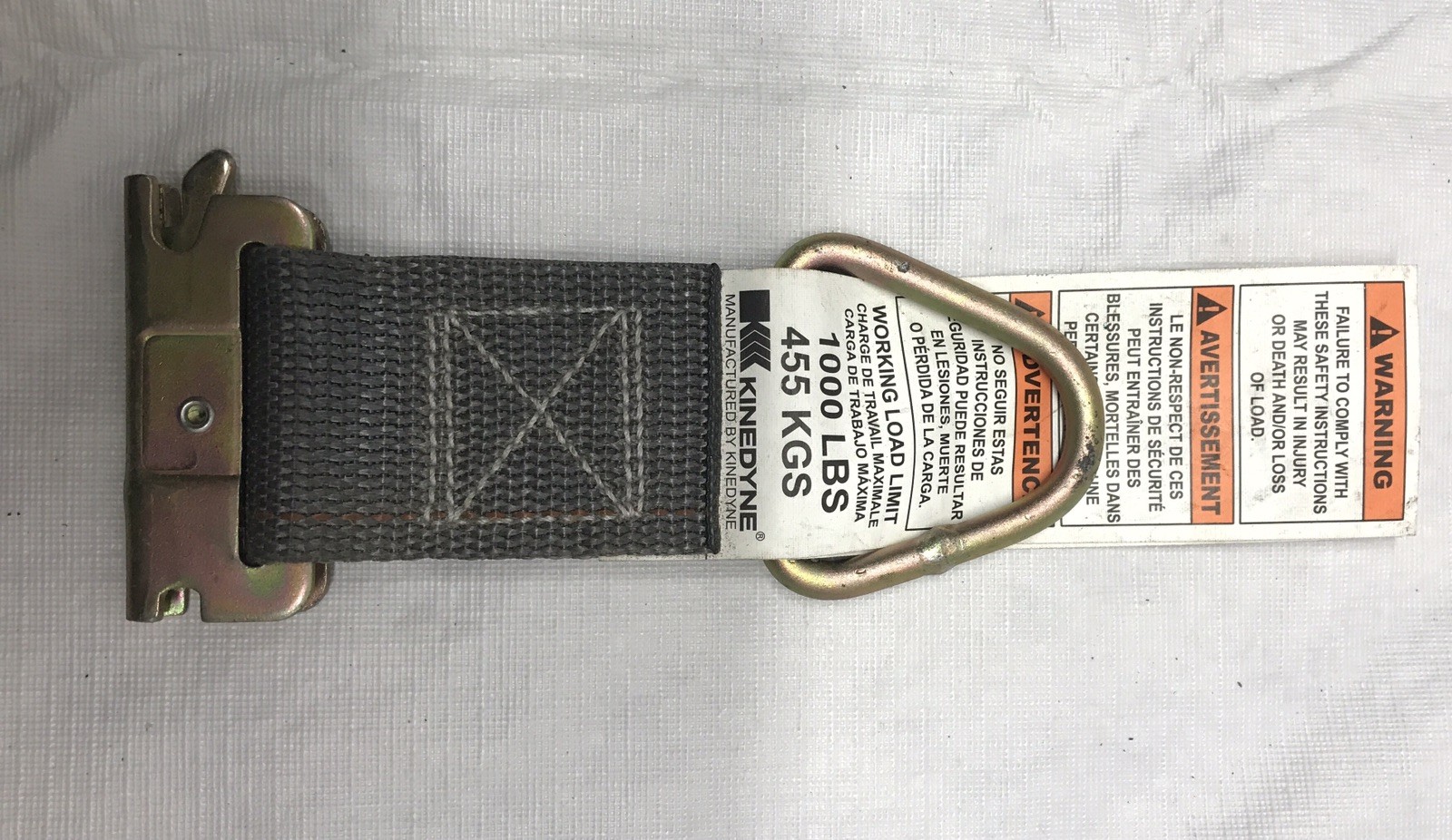Kinedyne 1000lbs Working Load Limit Tie Down Strap w/ D Ring 2″x6″ Strap Gray