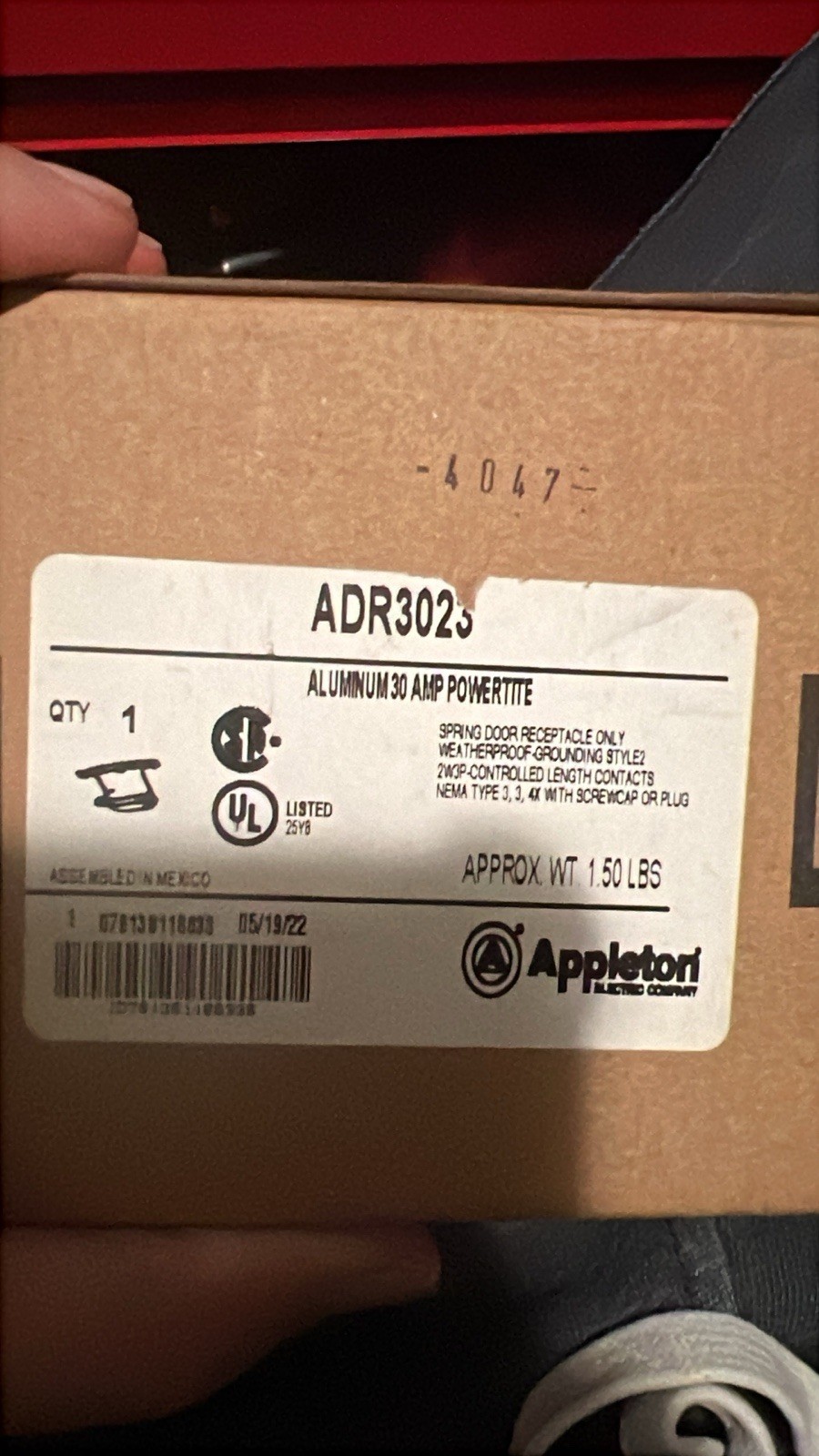 Appleton ADR3023 PowerTite 30A 250-600V Industrial Receptacle NEW