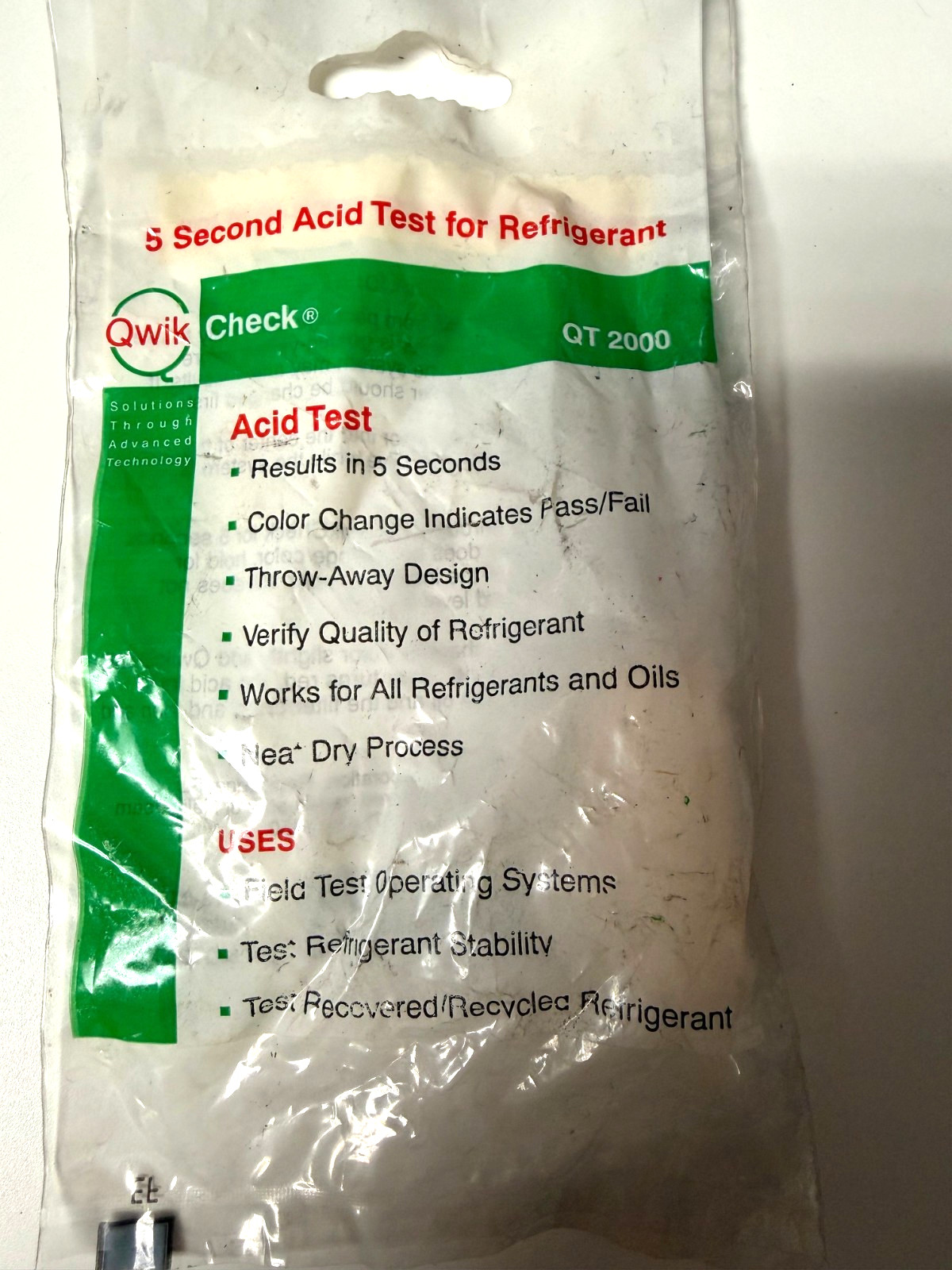 QT2000 Qwik-Check 2 Second Acid Test Kit Quick-Check for Refrigerants/Oils 🔥