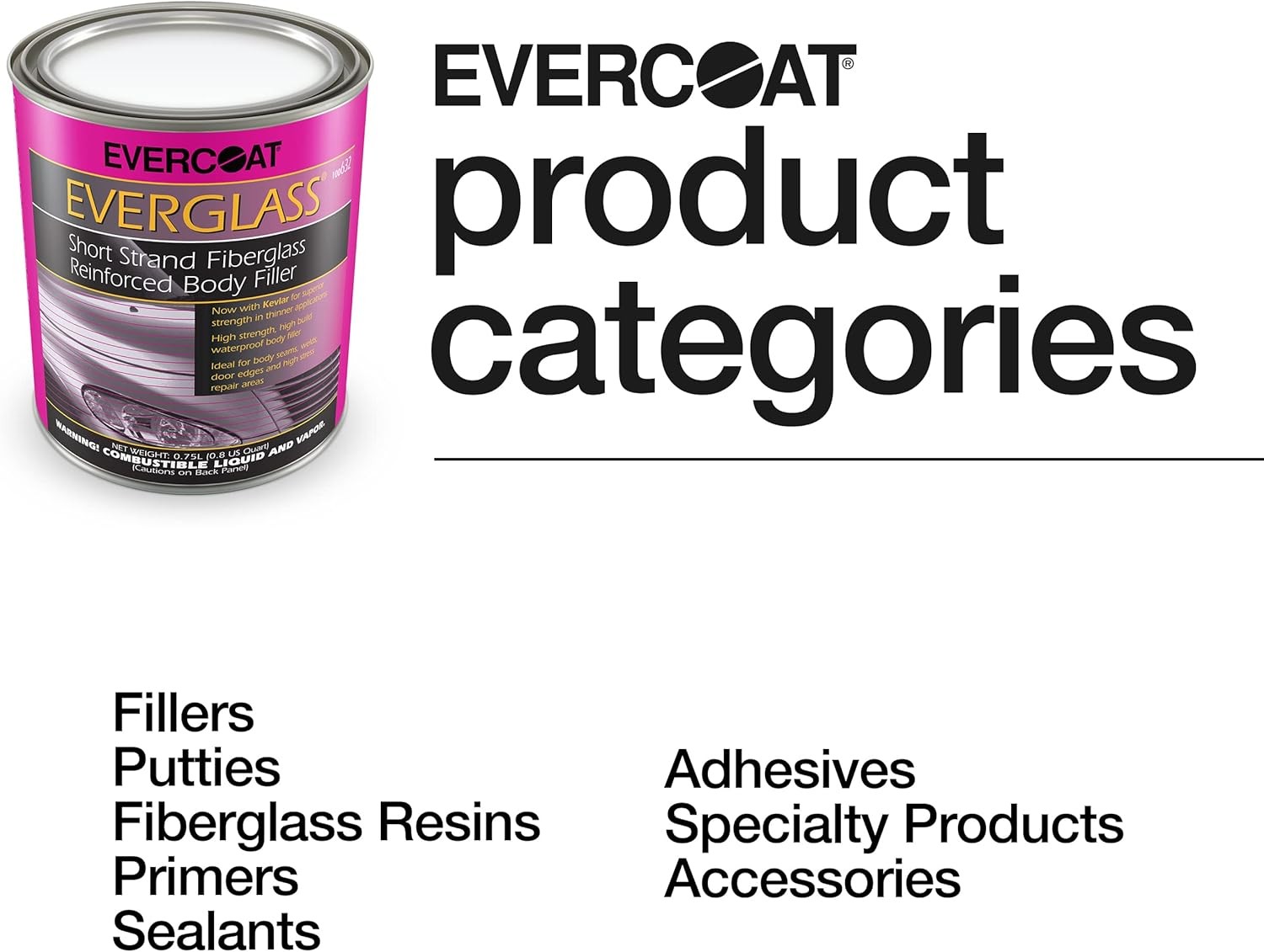 Evercoat Everglass Short Strand Fiberglass Reinforced Filler – Waterproof Filler