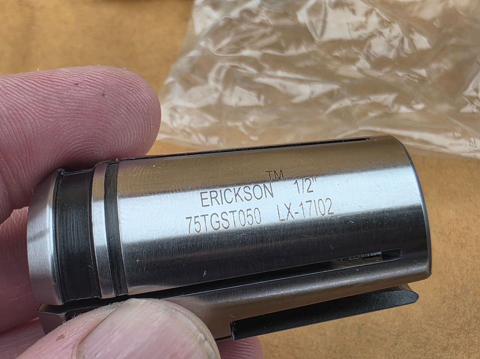 TWO NEW ERICKSON 75TGST050, 1/2″ Single Angle Coolant Style Solid Tap Collet