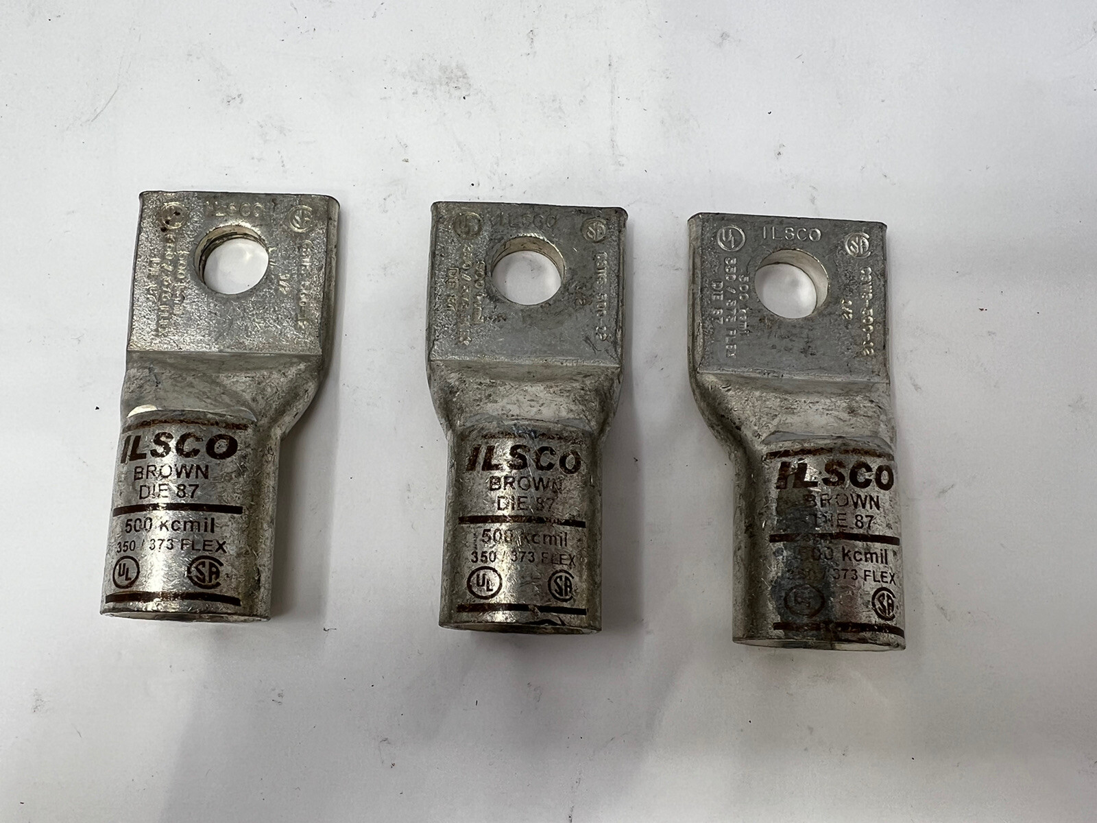 BURNDY BROWN DIE 87 SINGLE HOLE COMPRESSION LUG! NEW! Set of 3 Ships Free!!!