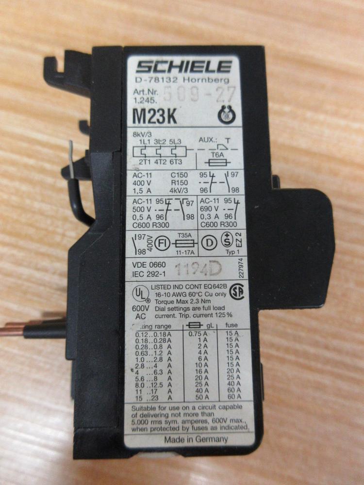 Schiele 1.245.509-27 Overload Relay M23K