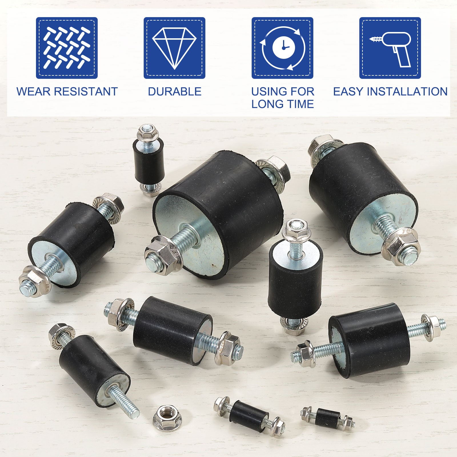 M5-15x15mm Rubber Isolator Mounts Vibration Studs Shock Absorber, 8Pcs (35mm)