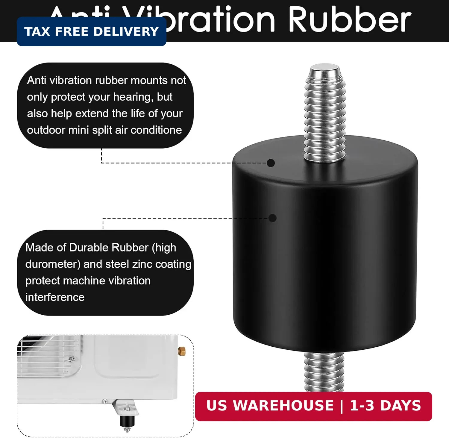 4 Pack 25x25mm M6 Rubber Vibration Isolator Mounts, Rubber Isolator Mounts, Rubb
