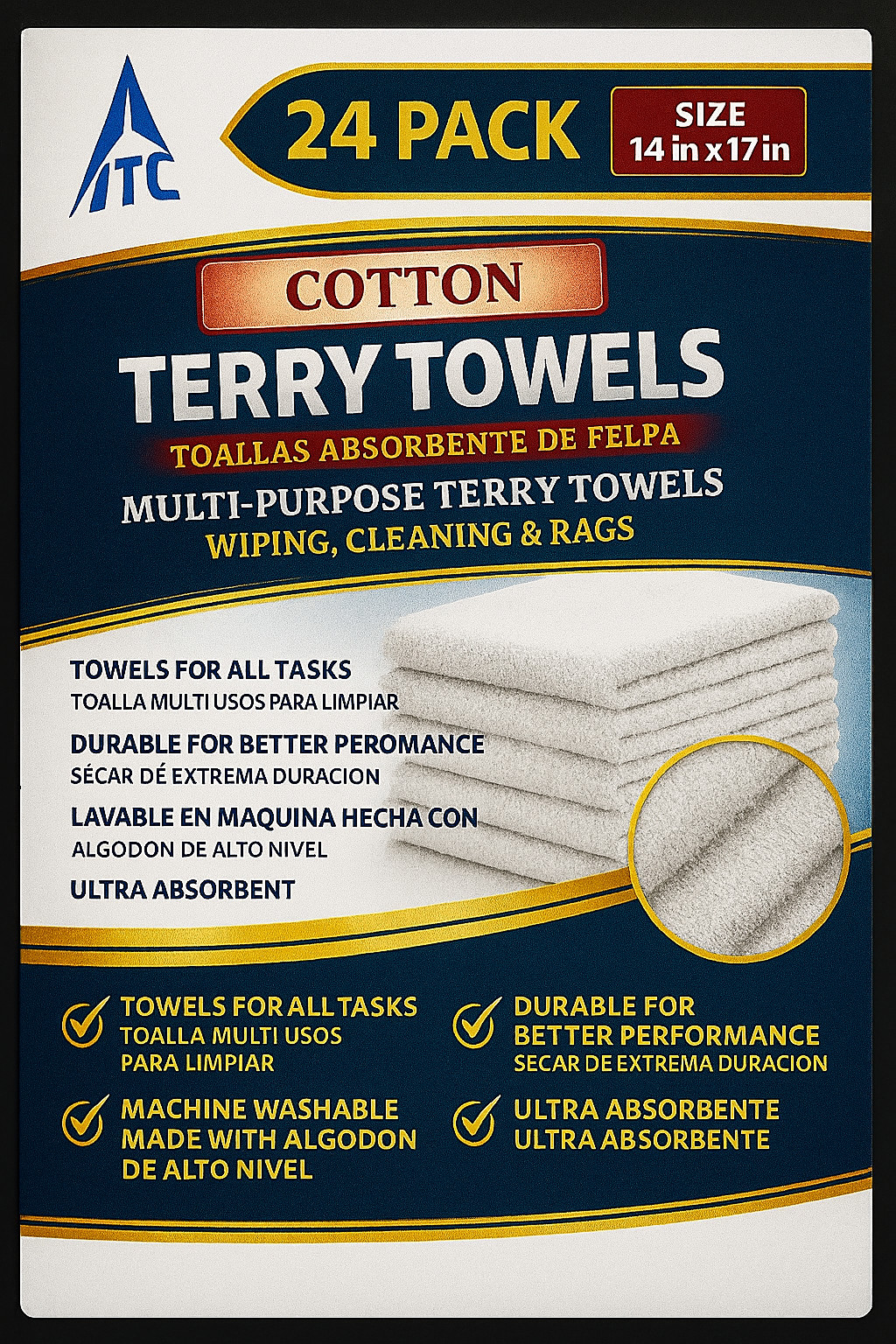 Terry Towels Ideal For Painting Cleaning Polishing Rags 14″ x 17″ 24 Count