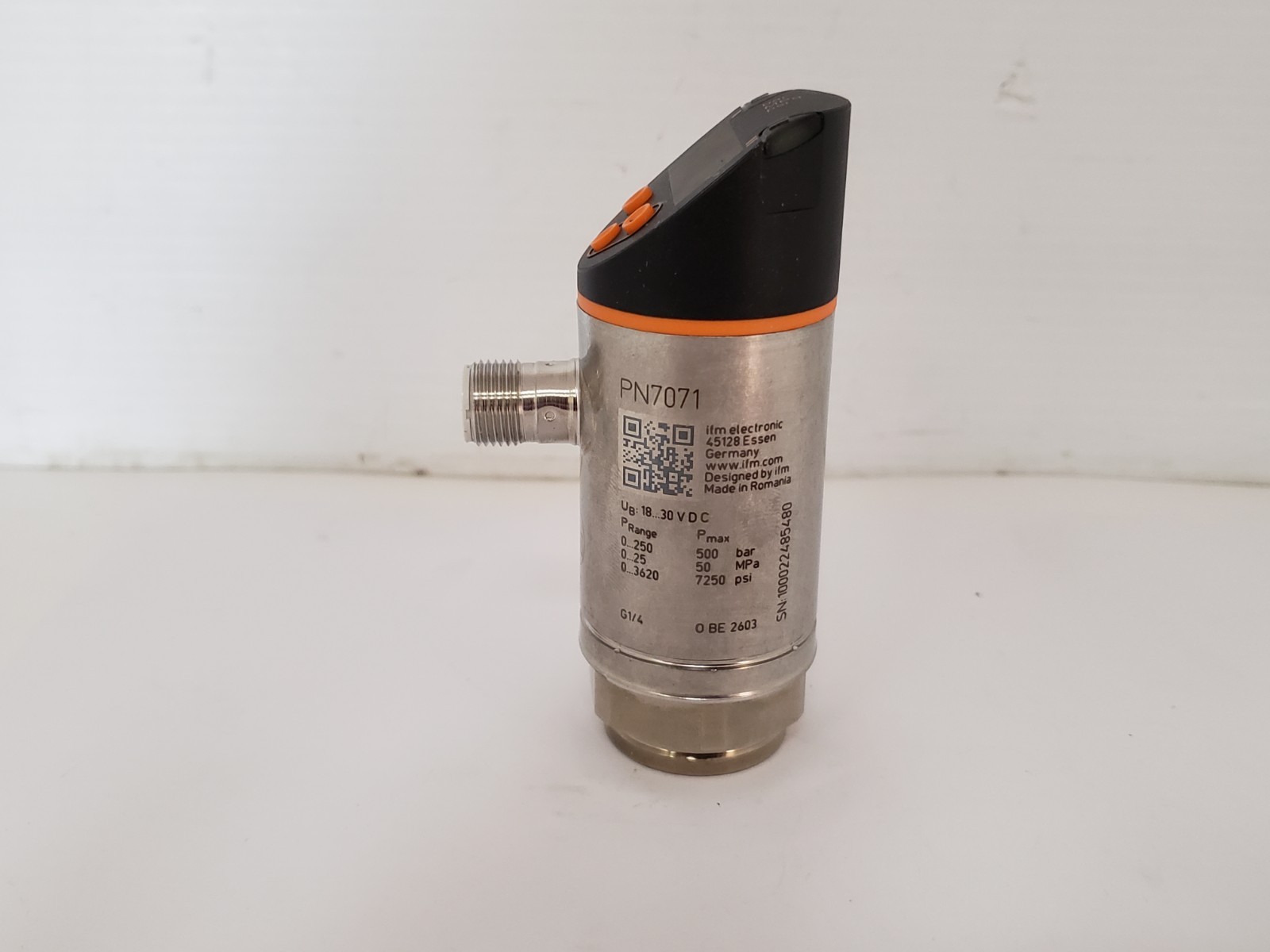 IFM ELECTRONIC PN-250-SER14-QFRKG/US 1V-PN7071 PRESSURE SENSOR W/DISPLAY NIB