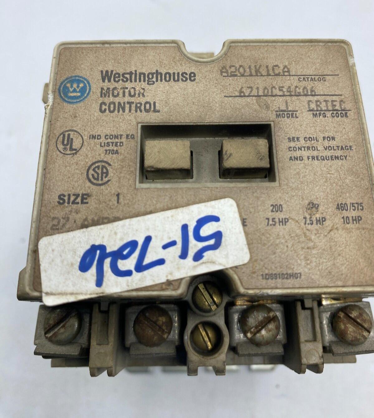 WESTINGHOUSE MOTOR CONTROL A201K1CA MODEL J 200-575V 7.5-10HP 27 AMPS🔔