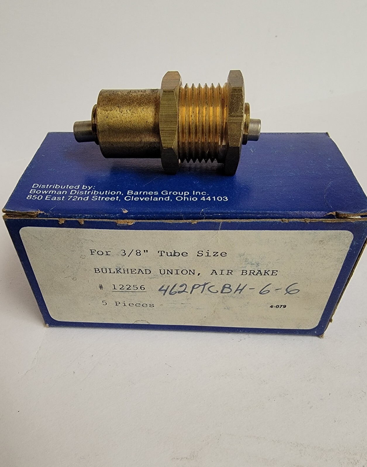 5PC. BOWMAN BULKHEAD UNION, AIR BRAKE. 3/8″ 12256. 62PTCBH-6-6. (5 PCS/BOX).