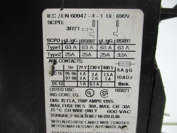 SIEMENS 3RU1126-1H80 600VAC 5.5-8.0A UNMP