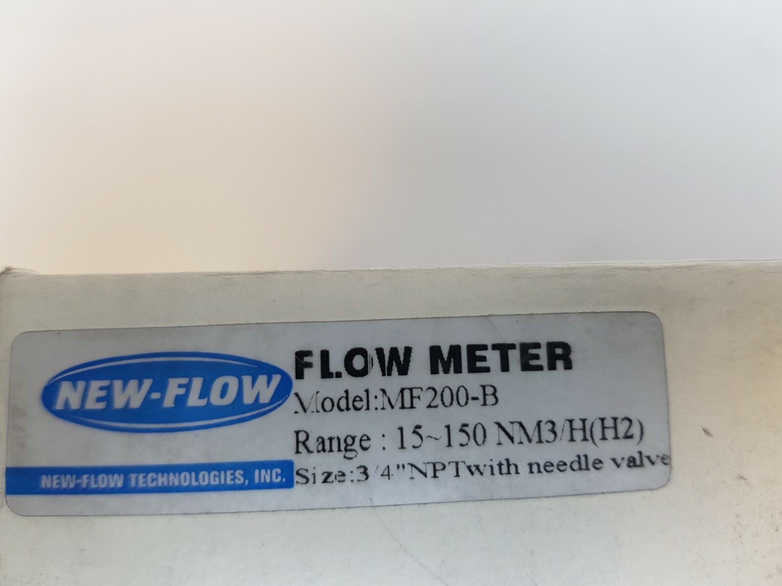 NEW-FLOW MF200-B Metal Tube Flow Meter, RANGE: 15~150 NM3/H(H2)