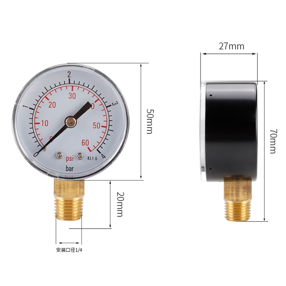Stainless Steel 14in Pressure Gauge for Industrial HVAC Plumbing 0 4 Bar