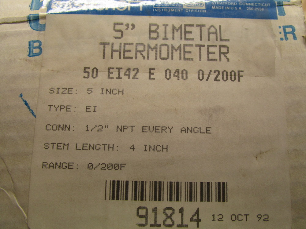 Ashcroft 50 EI42 W 040 0/200F Thermometer
