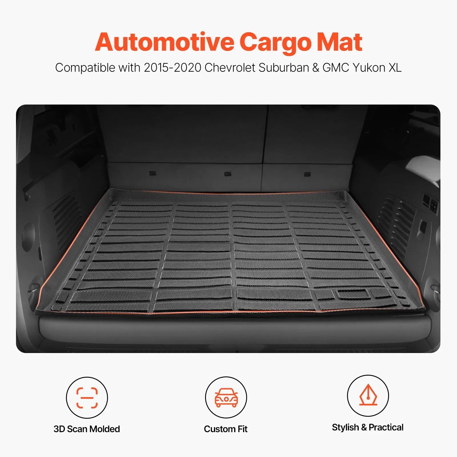 Cargo Mat Compatible with Chevrolet Suburban & GMC Yukon XL 2015-2020, Precise F