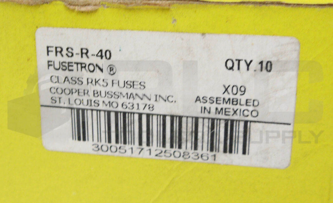 NEW BOX OF 10 BUSSMANN FRS-R-40 ENERGY EFFICIENT FUSE 40A 600VAC 300VDC *READ*