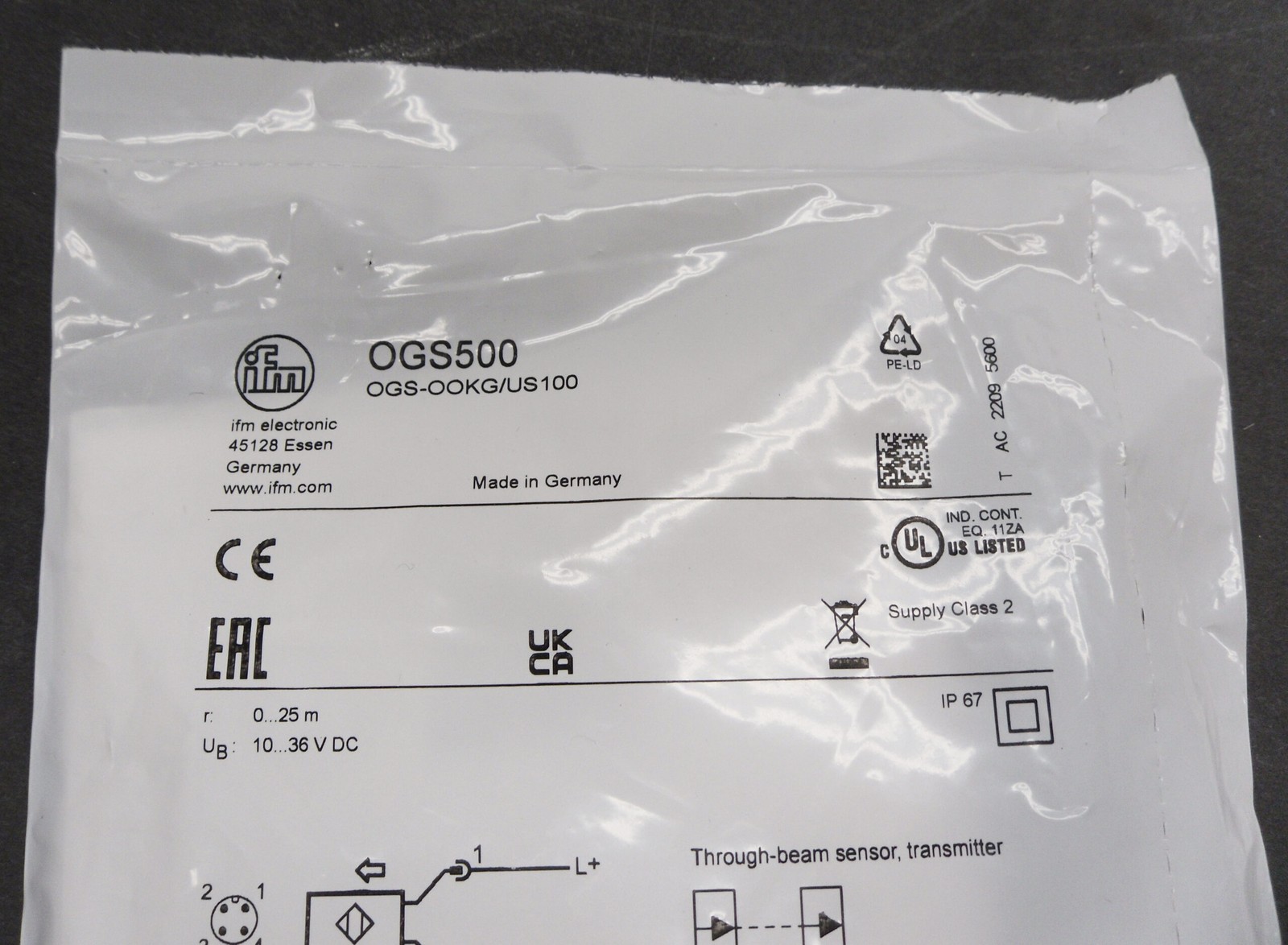 SEALED NEW IFM ELECTRONIC OGS-OOKG/US100 SENSOR TRANSMITTER OGS500