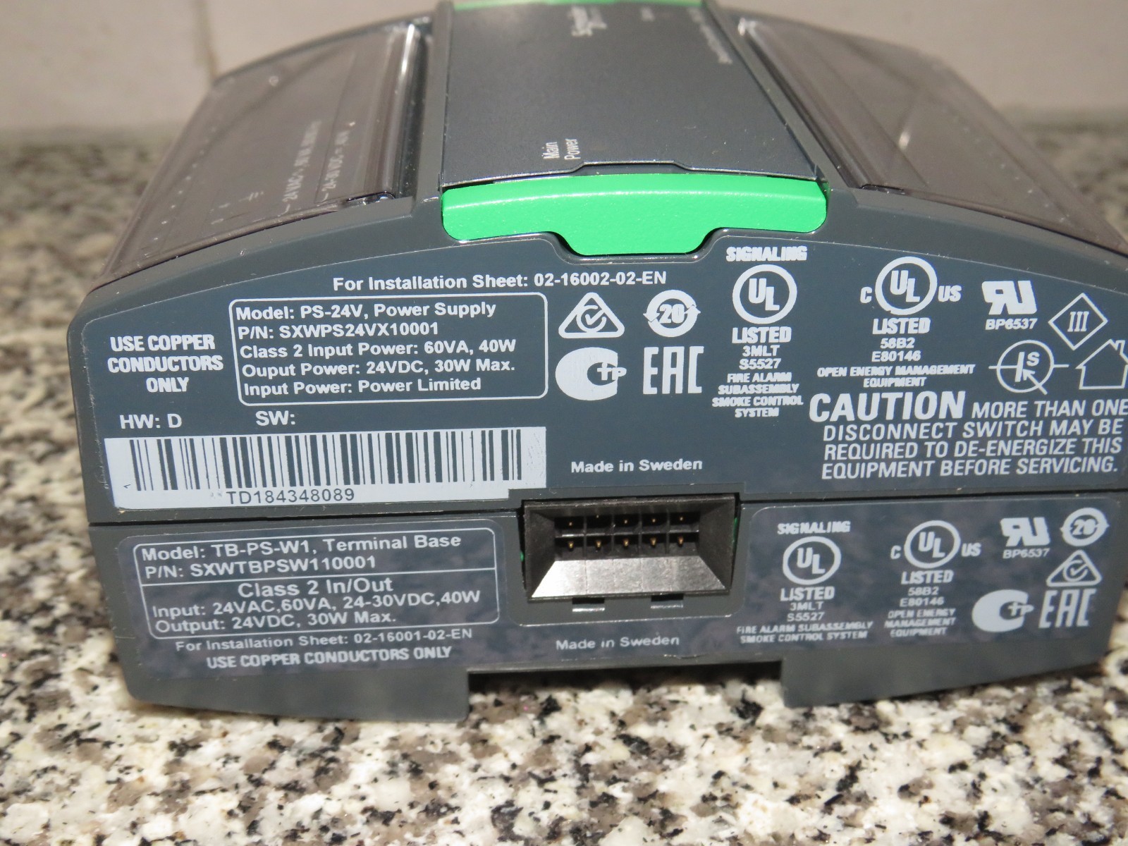 SCHNEIDER ELECTRIC PS-24 SMARTX CONTROLLER TB-PS-W1 BASE, AX-SSC TB-ASP-W1 BASE