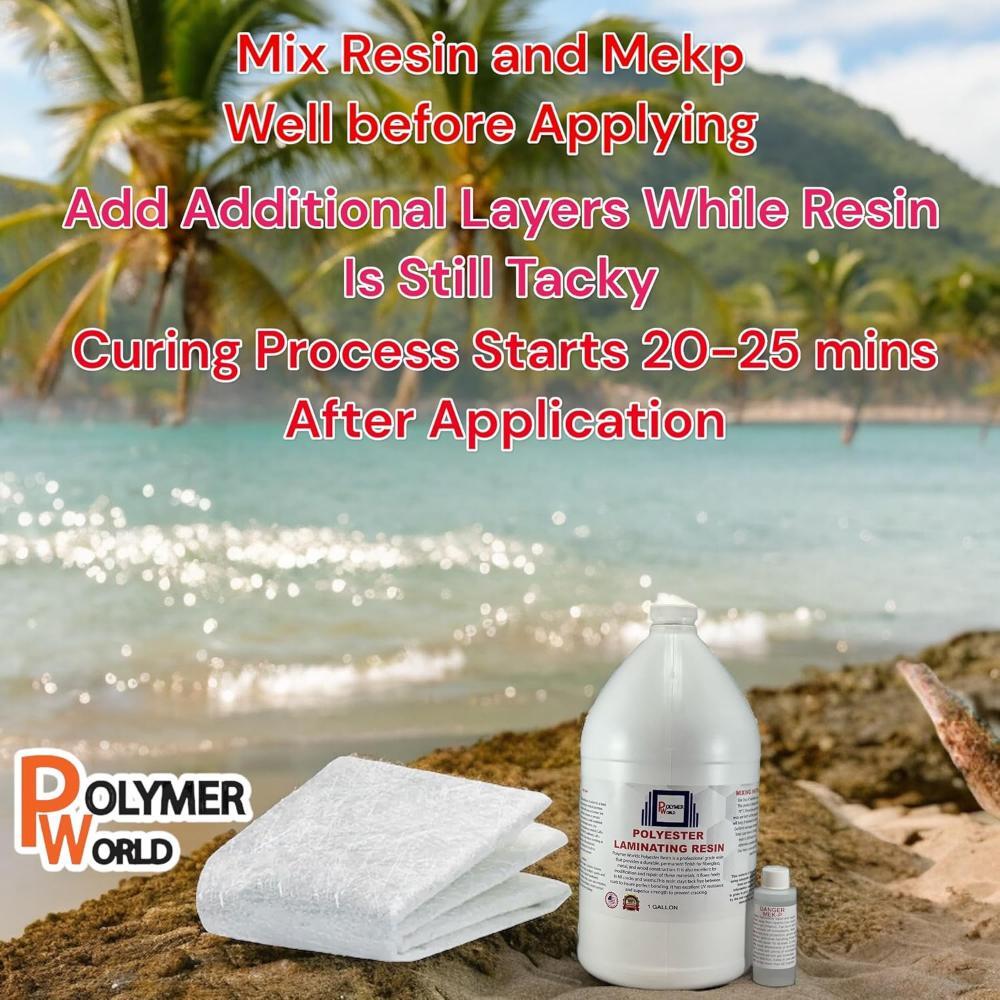 1 Gal Polyester Resin with Rolled .75x50x5 Yard Chopped Strand Mat with MEKP