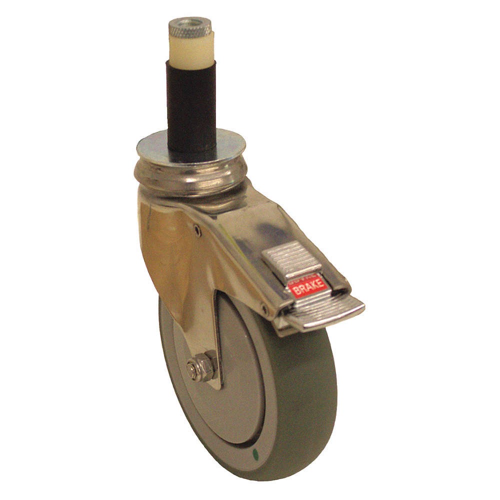 GRAINGER APPROVED P14SX-RP050K-SX3-TB-AM Stem Caster,5″dia,Rubber,220lb 455U40