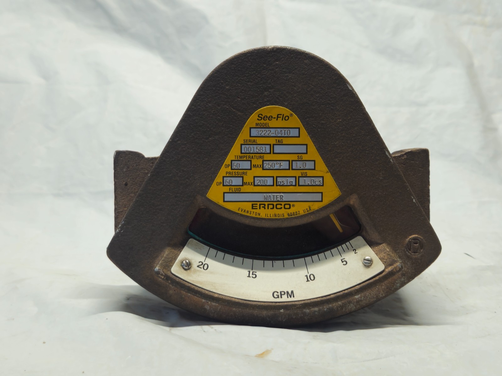ERDCO 3222-04T0 SEE-FLO WATER FLOW METER 200PSIG 2-20GPM 1″ NPT