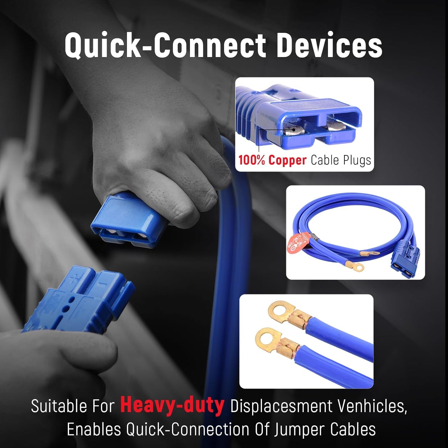 1 Gauge 30Feet 800A Booster Cables,Duty Automotive Quick Connect Booster Cables