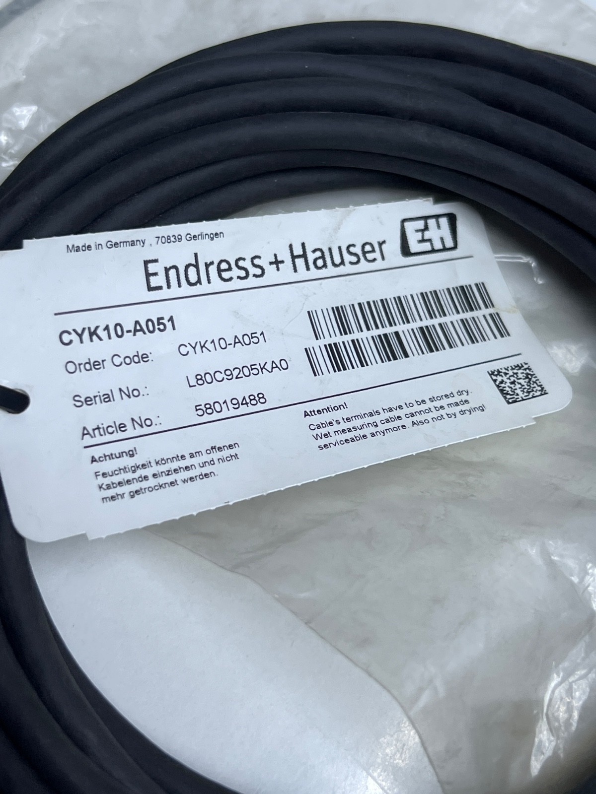 Endress+Hauser CYK10-A051 Digital Measuring Cable