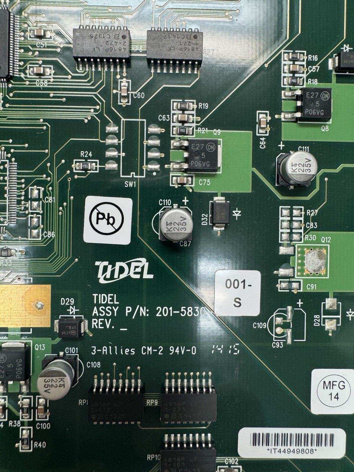 TIDEL ENGINEERING 201-5830-001S CONTROLLER BOARD ASSEMBLY ONLY
