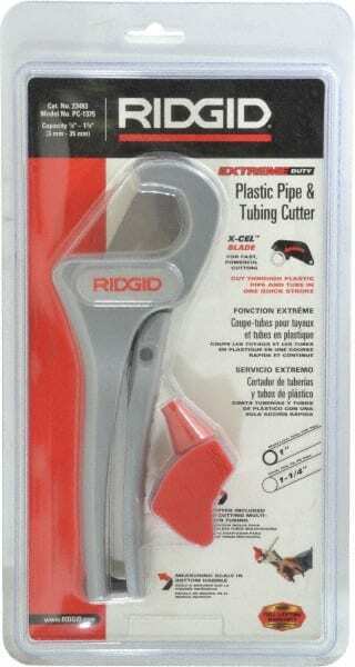 Ridgid 1/8″ to 1-3/8″ Pipe Capacity, Single Stroke Cutter Cuts Plastic, Rubbe…