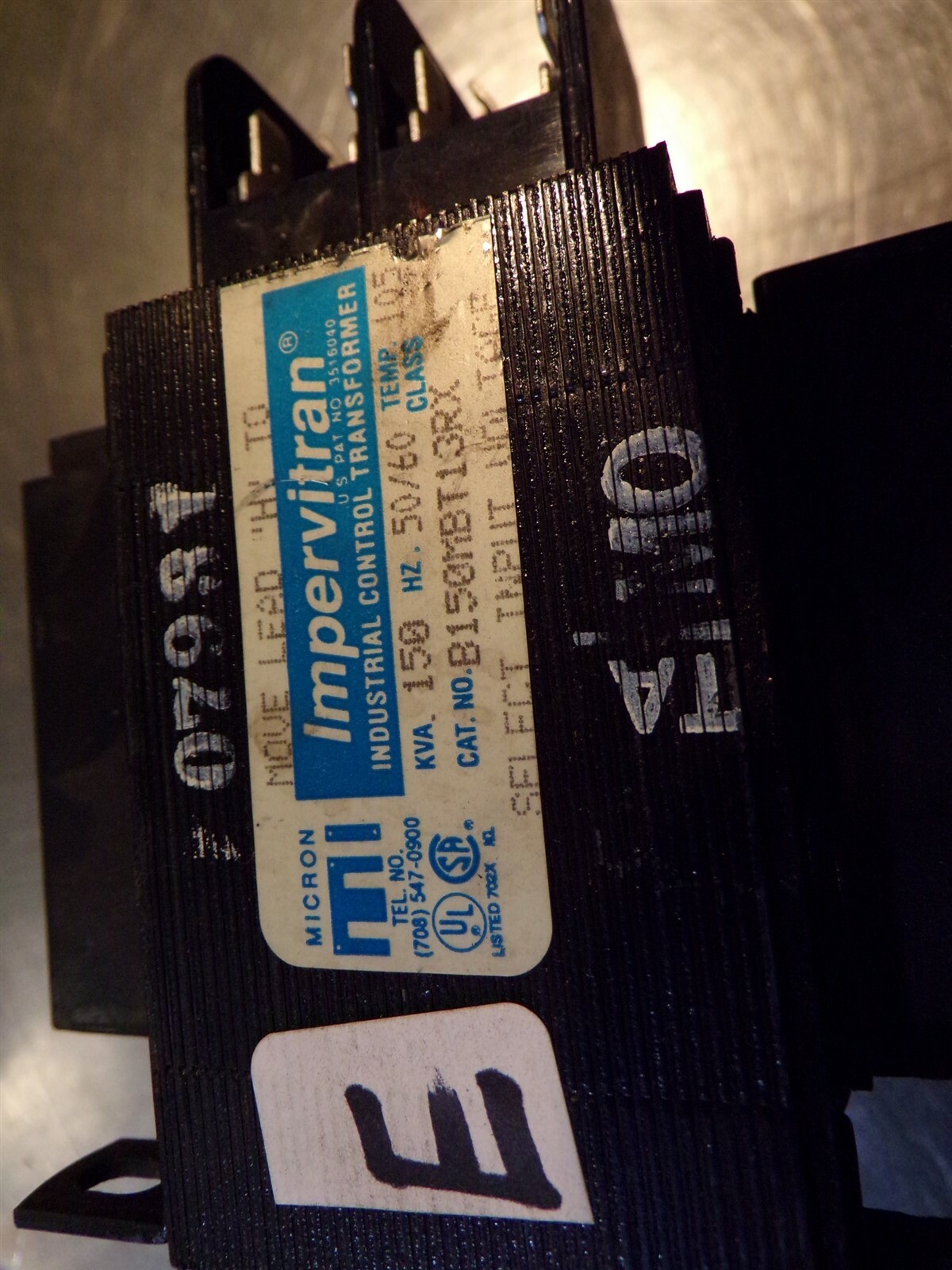Micron Impervitran B150M BT 13RX Industrial Control Transformer “E”