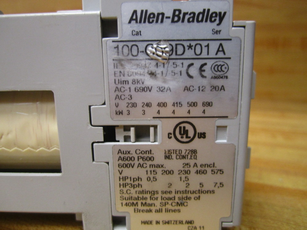 Allen Bradley 100-C09D*01 3P Contactor 100C09D01 Ser.A