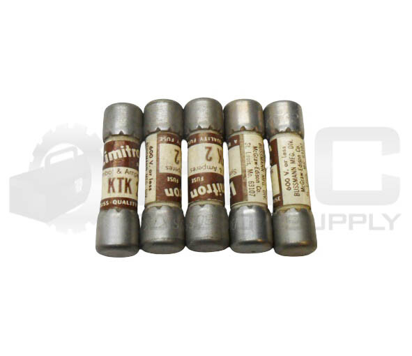 LOT OF 5 NEW BUSSMANN KTK 2 LIMITRON FUSE 2A 600VAC