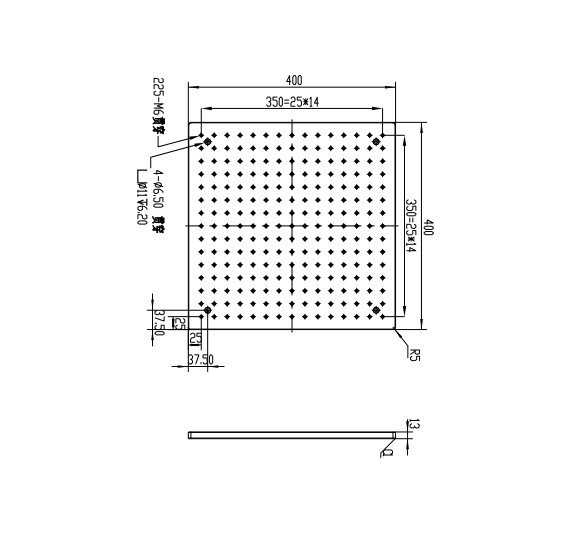 400*400*13mm Optical Flat Plate Experimental Breadboard Aluminum Alloy M6 Hole