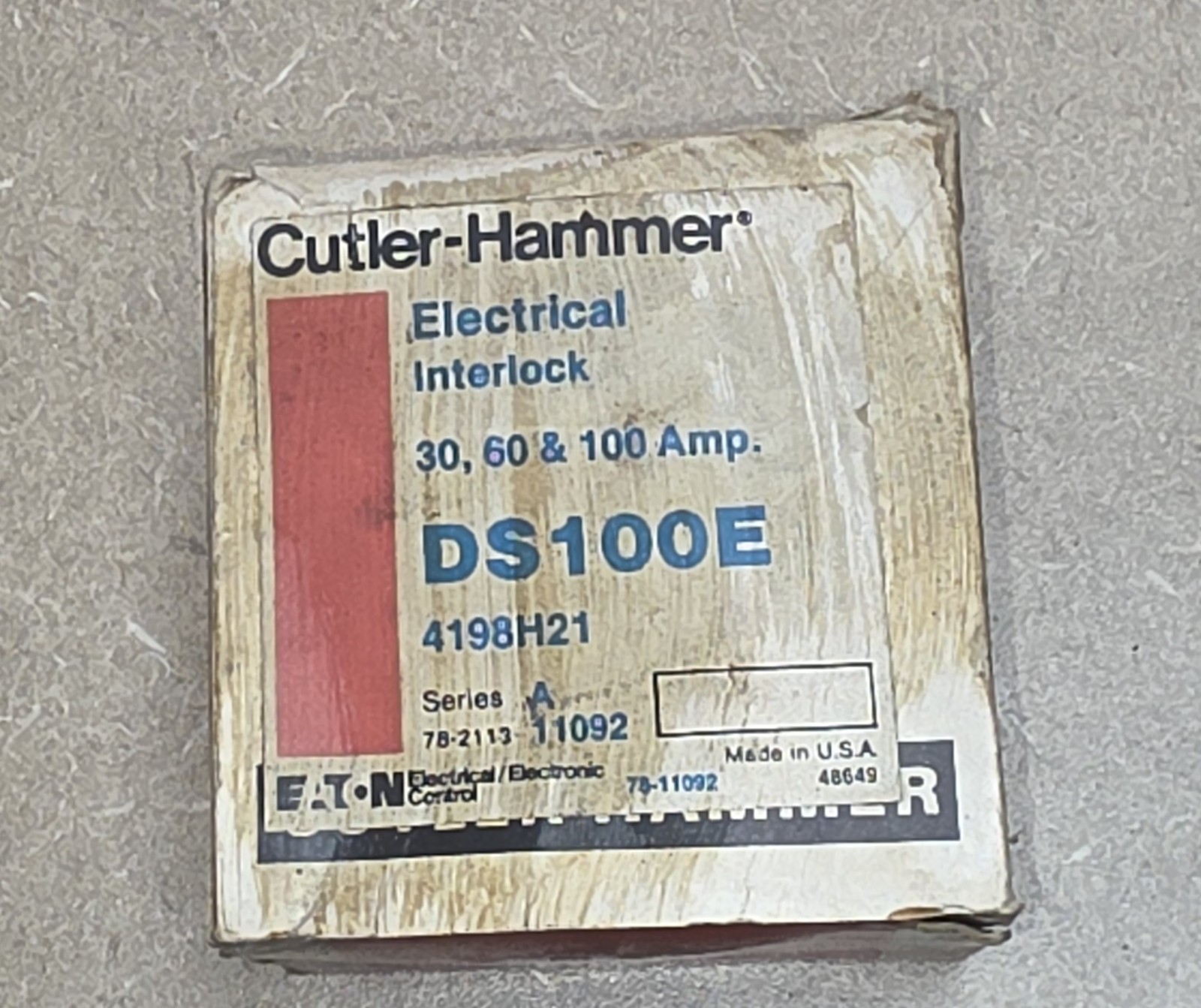 Cutler-Hammer DS100E Electrical Interlock Switch 30, 60 & 100 Amp