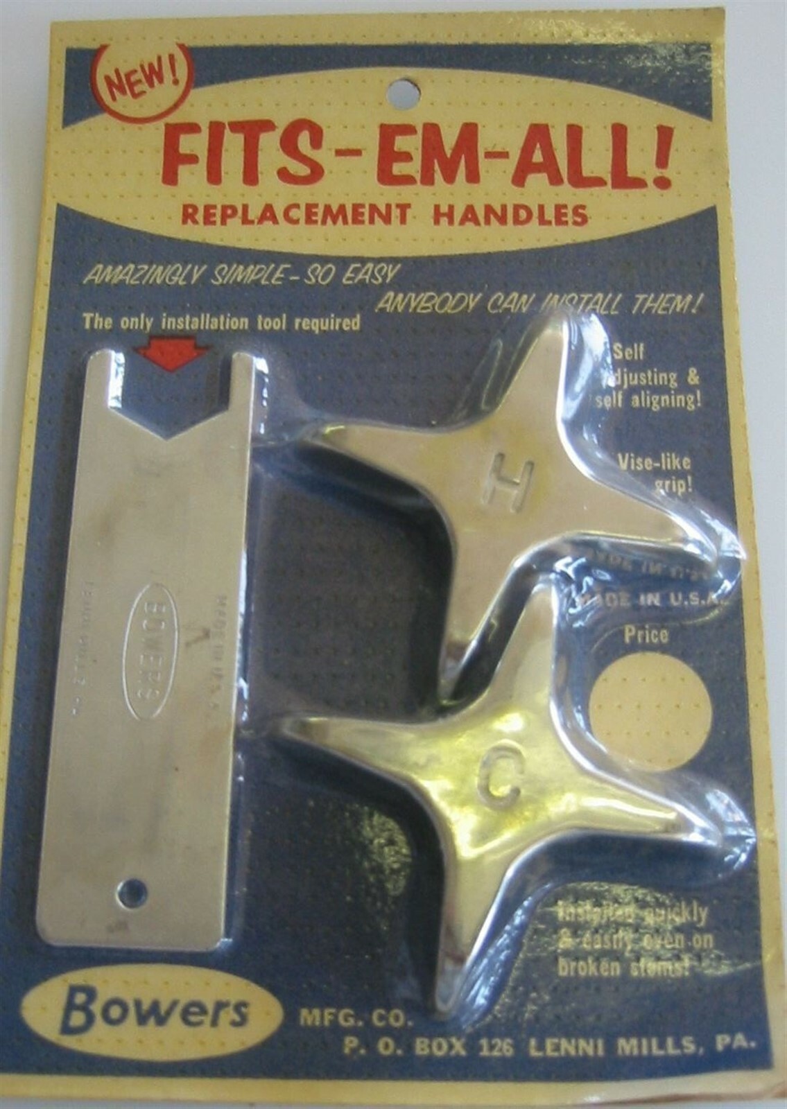 (1239.) Replacement Faucet Handles – Universal Fit – “FITS-EM-ALL” Made in USA